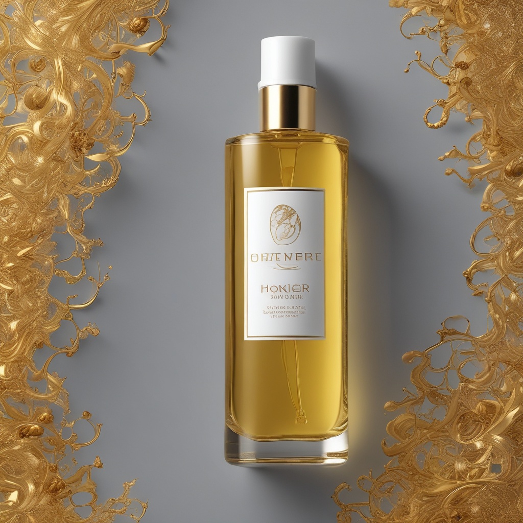 Luxury hair oil product in a glass bottle